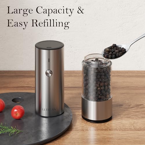 Ultrean Electric Salt and Pepper Grinder Set, Rechargeable,Stainless Steel