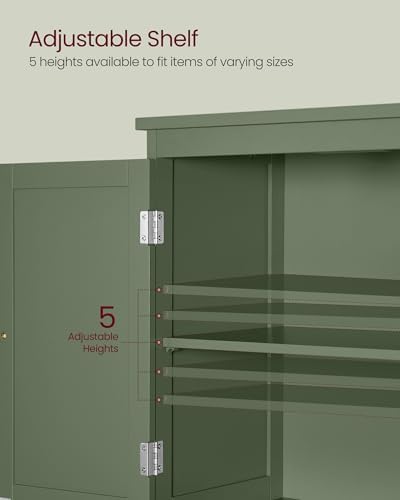 VASAGLE Bathroom Floor Cabinet with 2 Doors, 2 Drawers, Forest Green