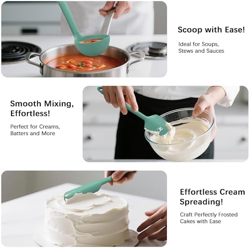 Coukre Silicone Kitchen Cooking Utensils Set, Heat Resistant, 14-Piece