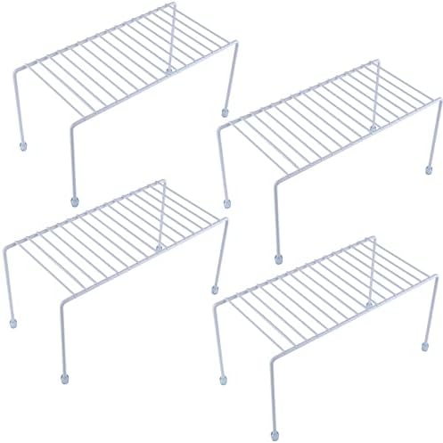 SIBAO Kitchen Shelves, Cabinet Organization Mini Storage Shelf, Storage Rack Organizer for Kitchen, Fridge, Cabinet, Bathroom (White 4)
