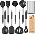 Silicone Kitchen Utensils Set, 8Pcs Cooking Utensils with Holder, Black