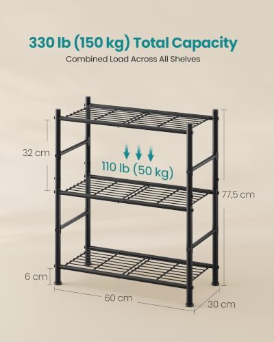 SONGMICS 3-Tier Storage Shelf, Steel Wire Organizer Rack