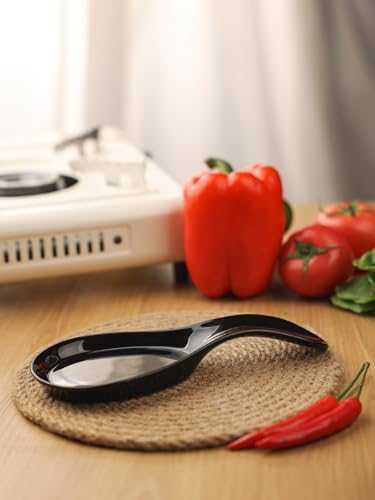 GDCZ Large Porcelain Spoon Rest for Kitchen Stove Top, Black