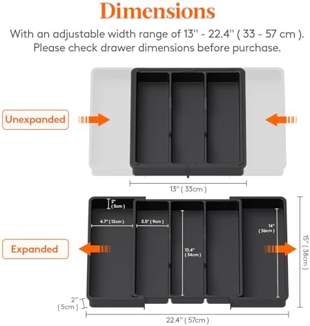 Lifewit Utensil Organizer for Kitchen Drawers, Expandable Utensil Tray