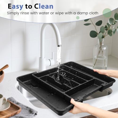 Caperci Large Silverware Organizer Tray for Kitchen Drawer Utensils Thicker