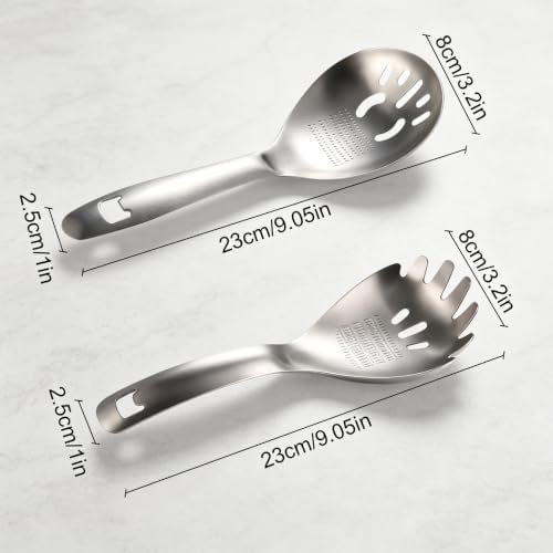 5-in-1 Stainless Steel Cooking Spoon, Multifunctional Kitchen Spoons with Potato Garlic Masher, Egg Yolk Separator, Grater Plate & Metal Slotted Scoop for Stirring Mashing