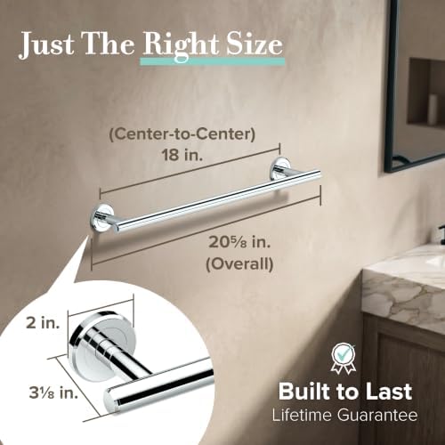 Gatco 4241 Latitude II 18-Inch Towel Bar, Wall Mounted Bathroom Towel Holder, Chrome