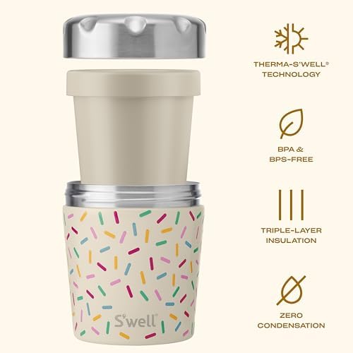 S'well Stainless Steel Ice Cream Chiller, 16oz, Sweet Sprinkle, Triple Layered Vacuum Insulated Container Keeps Ice Cream Frozen For Up To Four Hours, BPA Free
