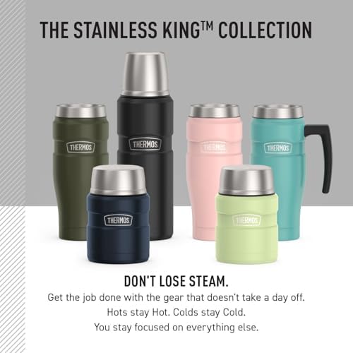 THERMOS Stainless King Food Jar with Spoon, 16oz, Matte Pink