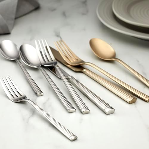 Oneida Robyn Champagne Mist Satin 20-Piece Silverware Set for 4, Flatware