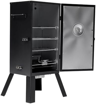 Masterbuilt® 30-inch Electric Vertical BBQ Smoker with Analog Temperature Control, Chrome Smoking Racks and 535 Cooking Square Inches in Black, Model MB20070210