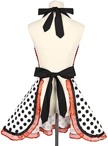 Violet Mist Cute Lovely Retro Aprons for Women Girl Ladies Sexy Sweetheart Vintage Aprons 50s PolkaDot Vintage Christmas Apron kawaii Cooking Kitchen Ruffle Witch Apron Housewife Waitress Mothers Gift
