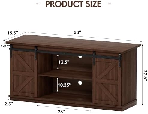 Shahoo Farmhouse Sideboard Buffet Cabinet, Coffee Bar Storage with Sliding Barn Doors, Shelf for Home Dining Room, Espresso