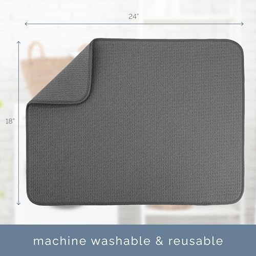 S&T INC. Dish Drying Mat, 18" x 24", XL, Charcoal Grey