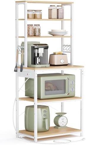VASAGLE Coffee Bar, 23.6 Inches 6-Tier Baker's Rack with 6 Hooks
