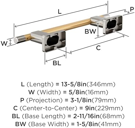 Amerock Esquire Polished Nickel/Champagne Bronze 9 inch (229 mm) Center-to-Center Towel Bar, BH26616PNCZ