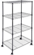 Whitmor 4 Tier Shelving Unit, Adjustable Storage Shelves with Wheels, Wire Shelving, 200 lbs Capacity per Shelf, Max 800 lbs Total for Laundry, Kitchen, Garage, 24" L x 14" W x 47" H, Black
