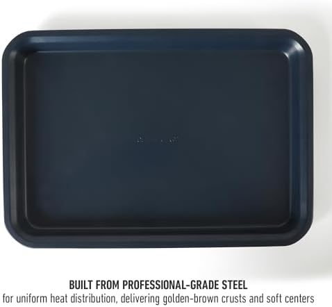 Calphalon Legacy 3-Piece Cookie Sheet Set, Cookie Baking Sheet, Metal Baking Sheet, 3 Pieces Nonstick Baking Sheets 18 15 13 Inch, Navy Blue, PFOA-Free for Even Baking, Oven Safe for Baking