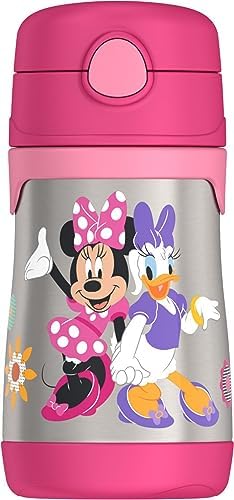 THERMOS Vacuum Insulated Stainless Steel 10oz Straw Bottle, MINNIE MOUSE (Pack of 3)