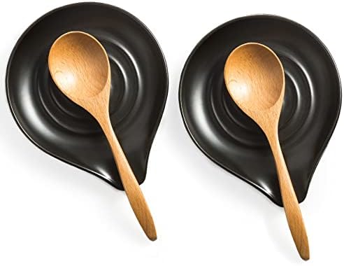 LAUCHUH Spoon Holder for Stove Top, Ceramic Spoon Rest for Kitchen Counter