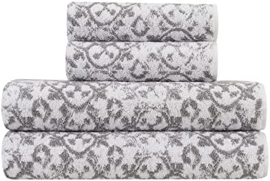 Jessica Simpson – Bath Towel 4 Piece Set, Aziza, Premium Bathroom Décor, Includes 2 Hand Towels and 2 Shower Towels, 100% Cotton & Machine Washable, Forget Me Not Blue