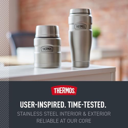 THERMOS Stainless King Food Jar with Spoon, 16oz, Matte Pink