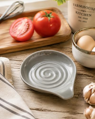 LAUCHUH Spoon Rest, Ceramic Spoon Holder for Stove Top Large Spatula Holder
