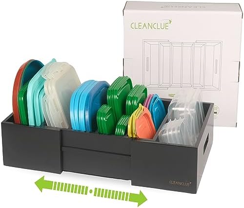 Expandable Bamboo Kitchen Cabinet Organizer for Food Container Lids Holder