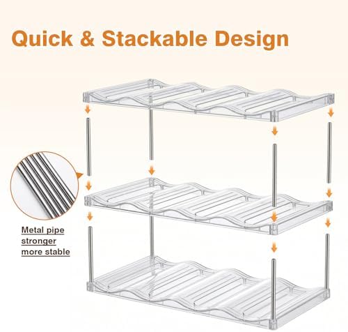 Large Compartment Water Bottle Organizer, Stackable Water Bottle Holder for Stanley 40 oz Tumbler, Clear Tumbler Organizer for Cabinet, Kitchen Pantry or Countertop, 3 Pack (3 Pack)