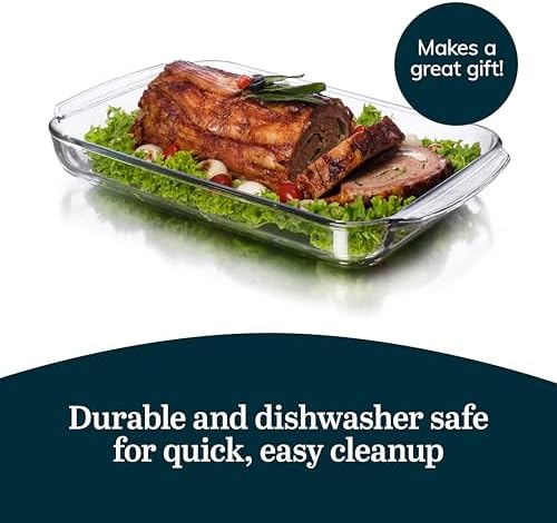 Libbey Baker's Basics 3-Piece Rectangular Glass Casserole Baking Dish Set, Clear, 2 Qt, 2.7 Qt, 3.4 Qt, Transparent, Stackable, Dishwasher Safe