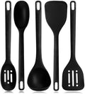 Silicone Kitchen Cooking Utensils Set: MOACC Heat Resistant 13inch Long Kitchen Gadgets, BPA Free Non Stick Rubber Cook Accessories For Food Prep, Frying, Serving, Basting (Black)