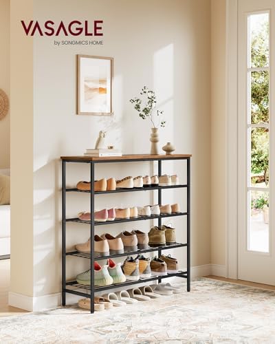 VASAGLE Shoe Rack, 5 Tiers, 18-24 Pairs, Metal Organizer Shelf