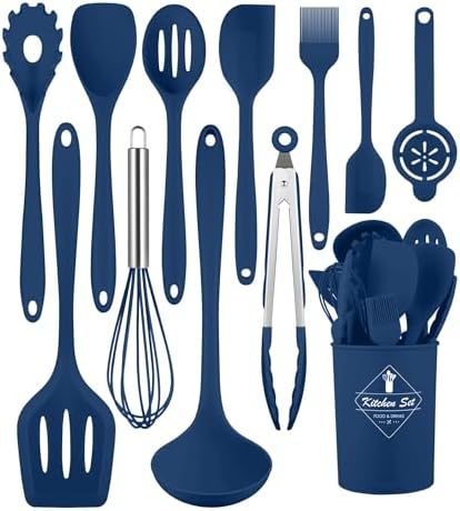 Blue Kitchen Utensils Set-12 Pieces Silicone Cooking Utensils Set