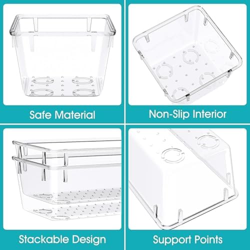 StorMiracle 28 PCS Clear Plastic Drawer Organizers Set, 4 Size Desk Drawer Organizer Trays for Makeup, Jewelry, Kitchen Utensils, Gadgets and Office Accessories