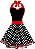 Violet Mist Cute Sweetheart Vintage Apron for Women Girls Polka Dot Retro Stylish Apron Sexy Black Dress 50s Aprons Lace Ruffle Adjustable Neck Strap Flirty Aprons Halloween Christmas Mothers Gifts