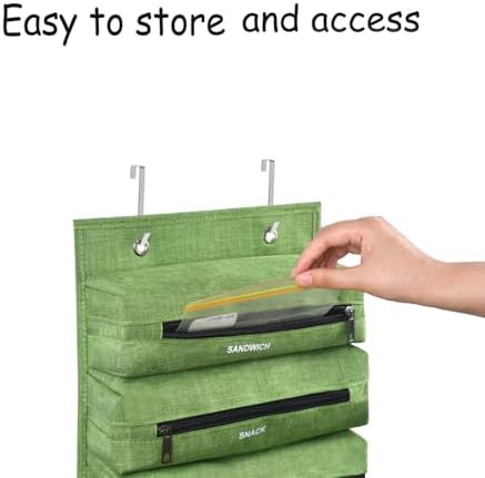 Zipper Bag Organizer Suitable for kitchen RV Campers with Zipper Gallon, Quart, Sandwich and Snack Food Storage Bags, Kitchen Plastic Bag Storage Organizer (Green)