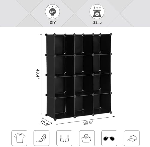 SONGMICS 12 Cube Storage Organizer，Plastic stackable cube shelf