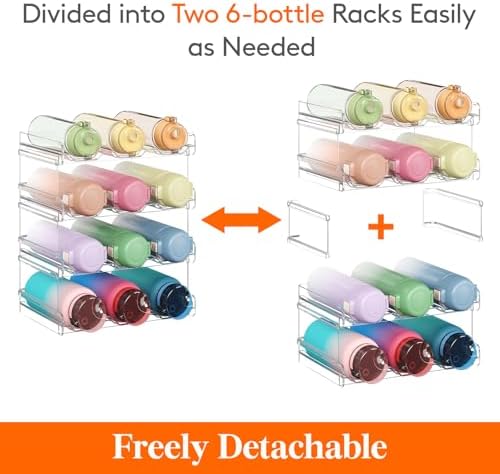 Lifewit Stackable Water Bottle Organizer for Cabinet, Clear Tumbler Holder