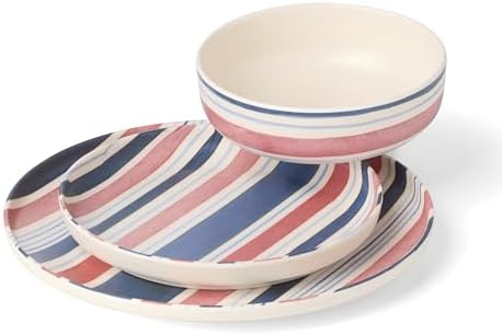 Oneida 24 Seven Stripe Melamine 12-Piece Dinnerware Set for 4