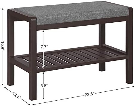 SONGMICS Shoe Rack Bench, Padded Seat, Storage Shelf, Holds Up to 350 lb