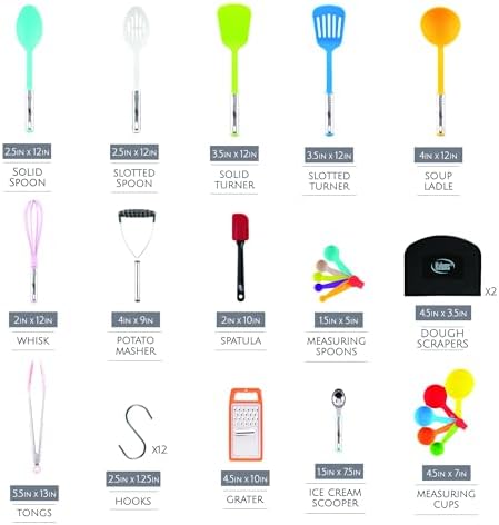 Kitchen Utensils Set 35 PCS Cooking Utensils Set, Nonstick and Heat Resistant Nylon Stainless Steel Silicone Spatula Set - Kitchen Gadgets Home Essentials Kitchen Accessories, Apartment Must Haves