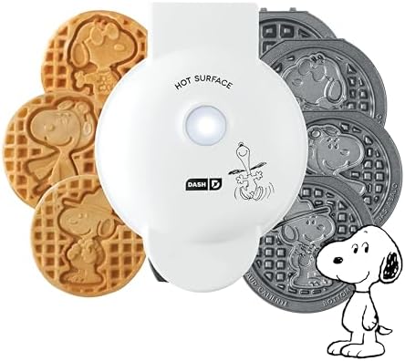 Peanuts x Dash Snoopy MultiMaker Mini Waffle Maker, Ceramic Nonstick, White
