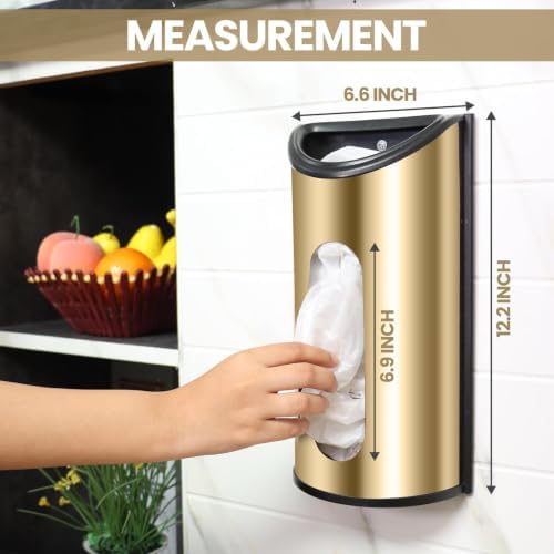 Utopia Kitchen Grocery Plastic Bag Holder and Dispenser for Plastic Bags - Easy Wall Mount Bag Saver - Stainless Steel (Gold, Medium (Pack of 1))