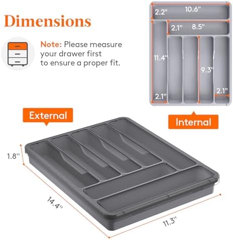 Lifewit Silverware Organizer with Lid, Covered Utensil Tray, 11.3x14.4