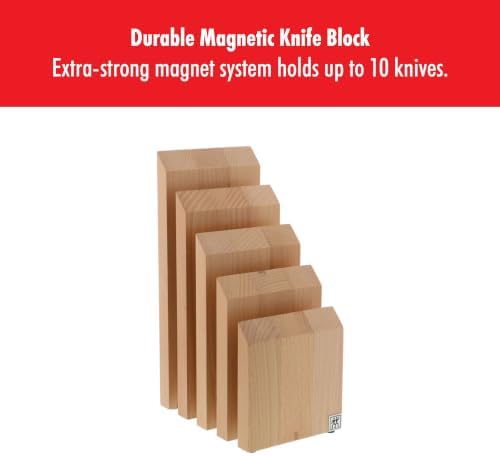ZWILLING Upright Magnetic Knife Block, Made in Italy, Natural Beechwood Kitchen Knife Holder, Contemporary Countertop Storage