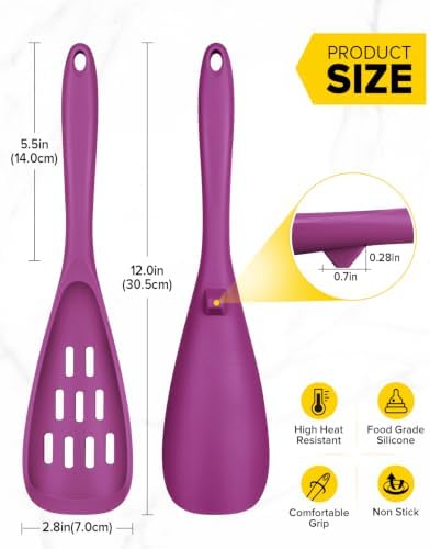 BUNDLEPRO Silicone Cooking Spoons for Nonstick Cookware, One-Piece, 2 Pack