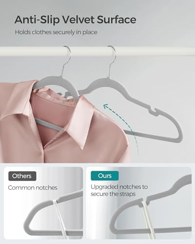 SONGMICS Velvet Hangers 50 Pack, Non-Slip Clothes Hangers, Space-Saving