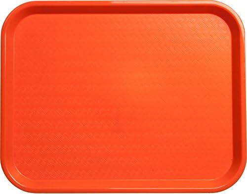Carlisle FoodService Products Cafe Fast Food Cafeteria Tray with Patterned Surface for Cafeterias, Fast Food, And Dining Room, Plastic, 17.87 X 14 X 0.98 Inches, Orange, (Pack of 12)