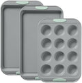 Pyrex 3-Piece Metal Cookie & Muffin Sheet Bakeware Set, Sage