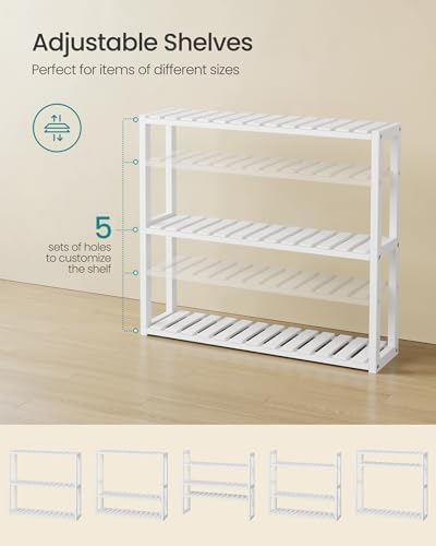 SONGMICS Bamboo Bathroom Shelf, 3-Tier Adjustable Plants Rack